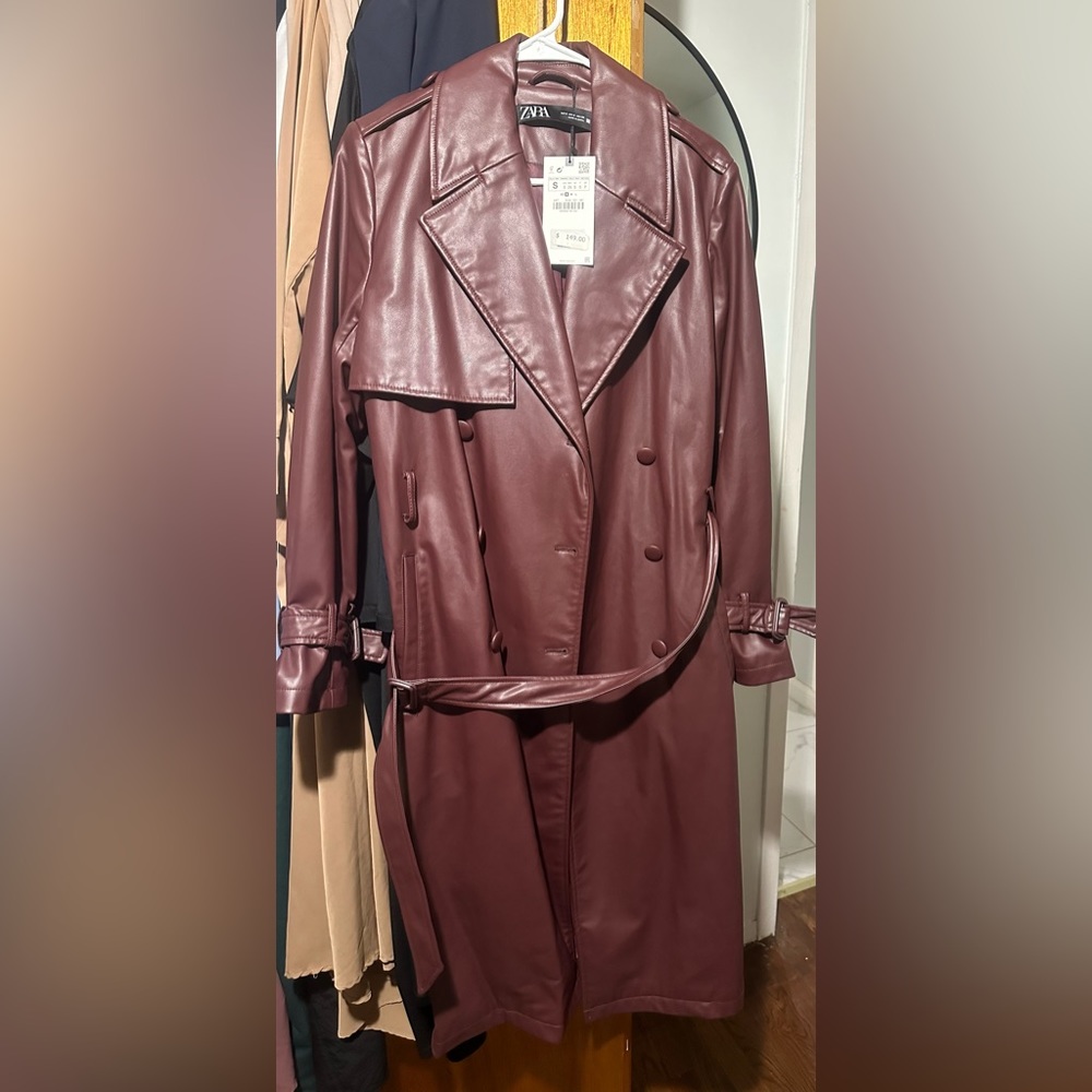 Zara faux leather trench